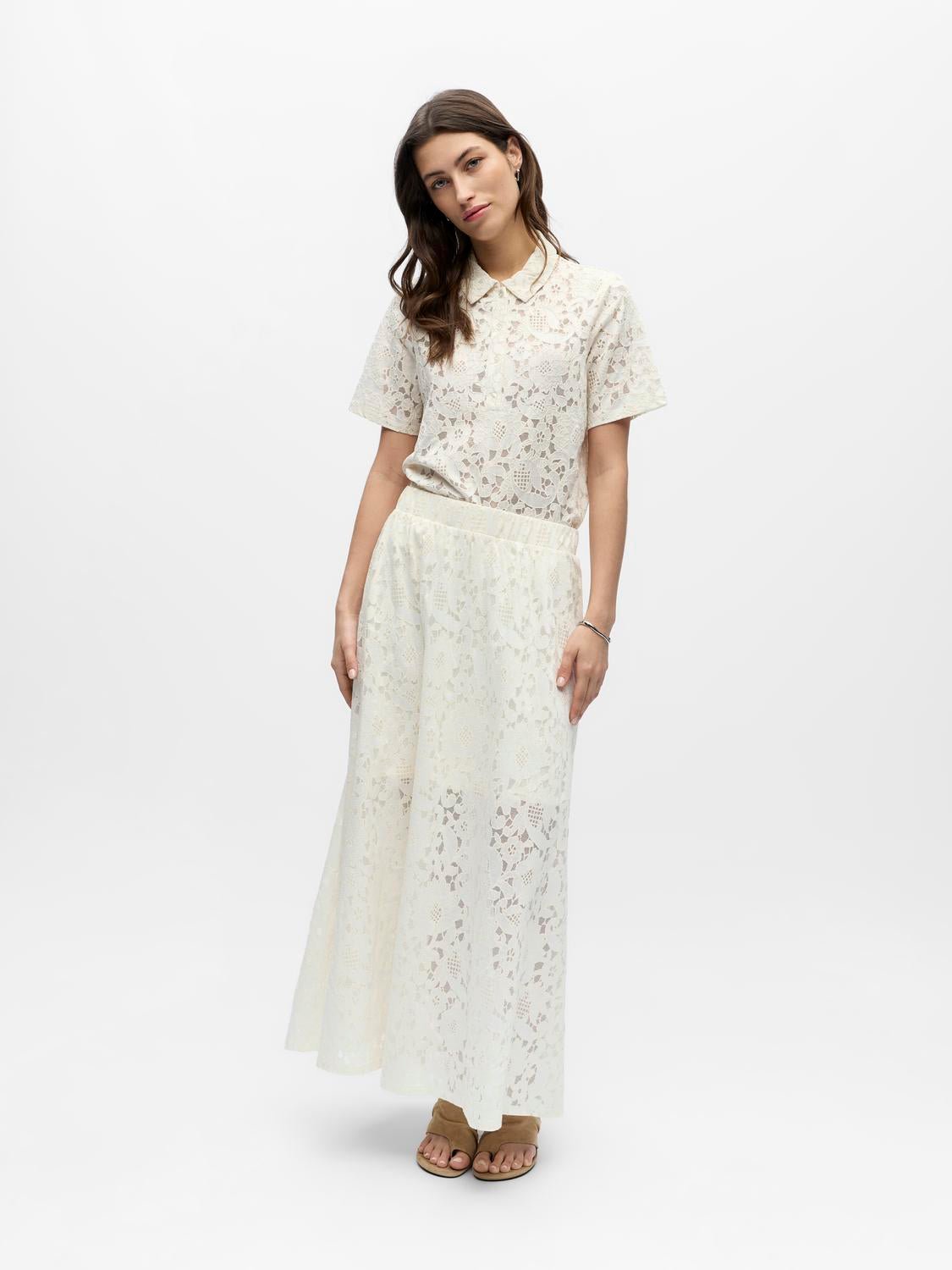 OBJBIANCA Long Skirt - White Sand - VERO MODA & VILA Bergvik
